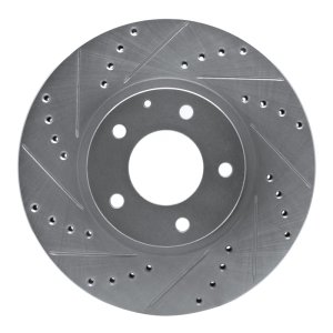 Mazda Millenia Brake Rotor (1) - Front Left - R1 Concepts - Drilled & Slotted - Silver - `01-`02